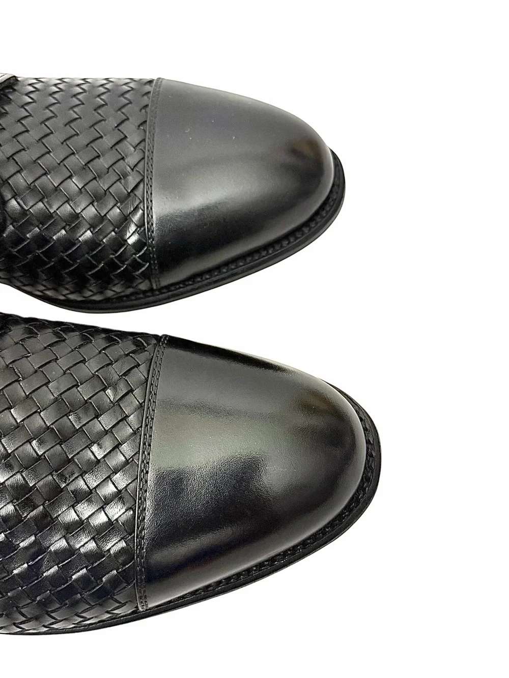 TAFT Black Woven Leather Cap Toe Oxford Shoes Men’s US 6 Handmade Portugal